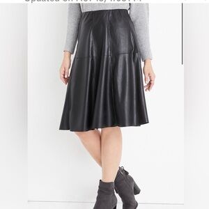 One 5 One Black A-Line Faux Leather Skirt Large